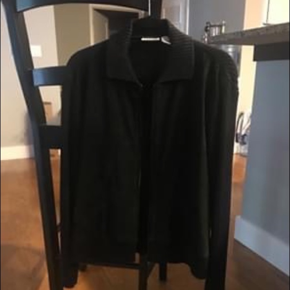 Leather/knit jacket